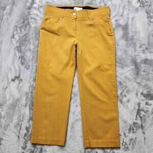 89th‎ + Madison Pants Womens 10 Mustard Yellow Mid Rise Capri Stretch Casual